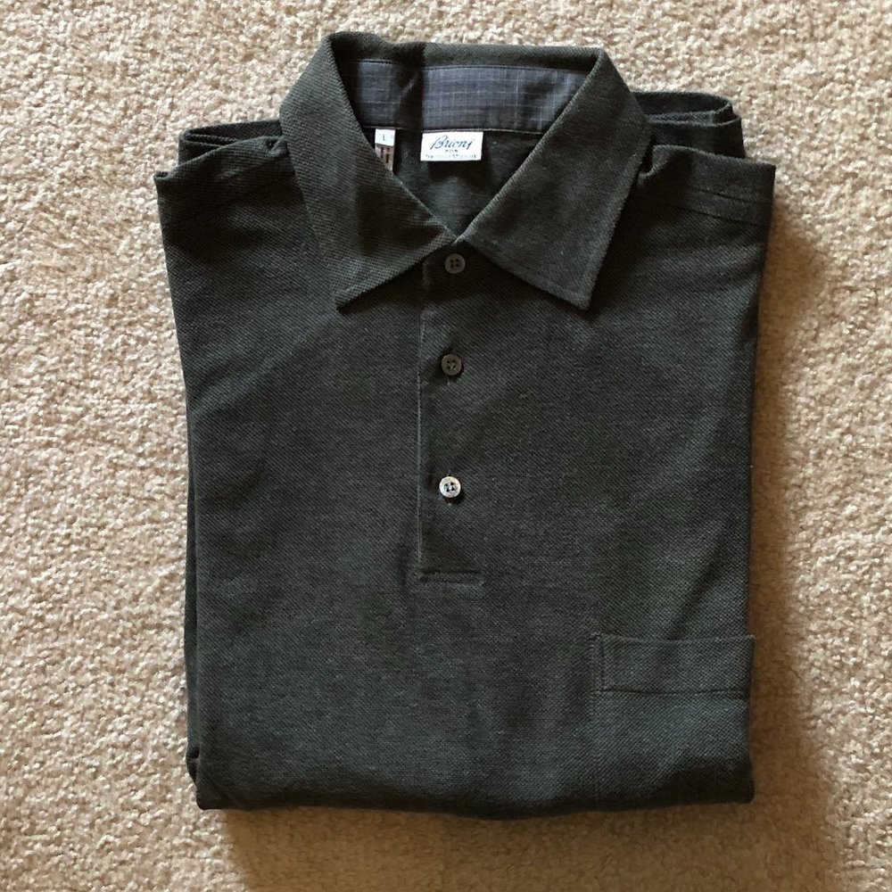 Brioni Long Sleeve Cotton Polo Size: L - Made in Italy